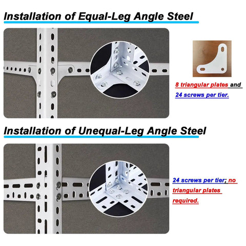Heavy Duty L Shaped Steel Brackets With Wide Slotted Openings, Rust Proof Powder Coated Angles for installation guide.
