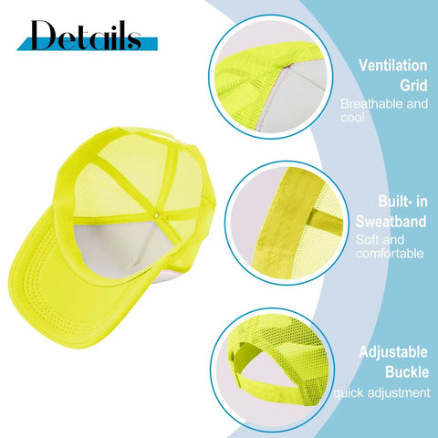 Yellow Breathable Cap For Men With Adjustable Buckle, featuring ventilation grid and built-in sweatband.