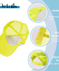 Inside view of Yellow Unisex Sport Trucker Cap With Adjustable Buckle For All Day Comfort, showing ventilation grid and sweatband.