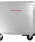 Top Shelf Pro Kitchen Beast Half Size Holding And Proofing Cabinet Ul And Nsf Certified with caution label on the side.