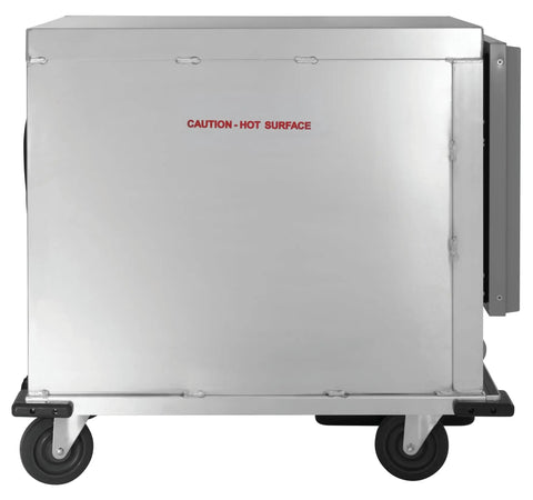 Top Shelf Pro Kitchen Beast Half Size Holding And Proofing Cabinet Ul And Nsf Certified with caution label on the side.
