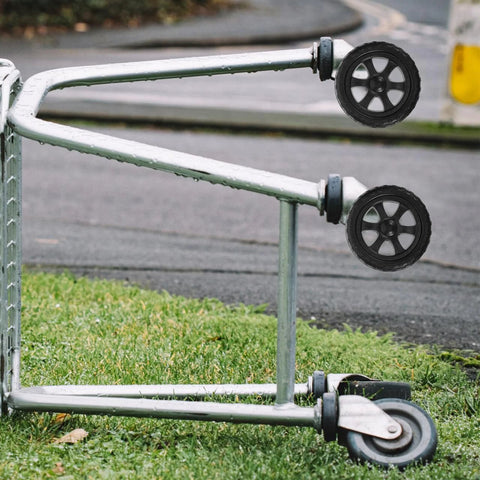 6.7 Inch Folding Shopping Cart Wheels Replacement for Grocery Carts and Trolleys, installed on cart frame, side view
