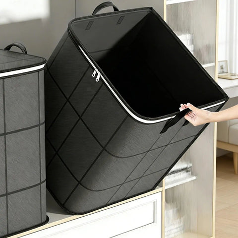 210 Liter Large Capacity Storage Bags Waterproof Dustproof Foldable Closet Organizers Heavy Duty Moving Bags With Handles and Zippers For Clothes Comforters Blankets 1 Pack