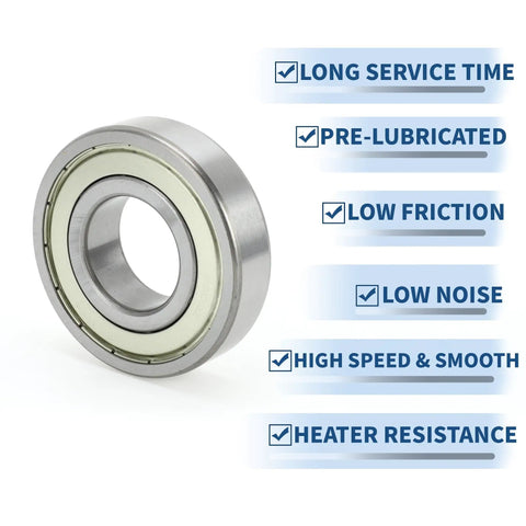6309ZZ Deep Groove Ball Bearing P0 45x100x25mm Pre Lubricated With Double Metal Seal, showing features like long service time and low noise.