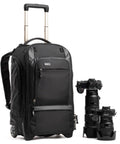 Walker Pro Rolling Camera Backpack For Photography Gear And Video Equipment with cameras and lenses displayed
