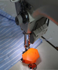 Magnetic Seam Guide Set For Sewing Machines Upgraded Polygonal Hemmer With Scale 3 Pack Quilting Tool in use on sewing machine