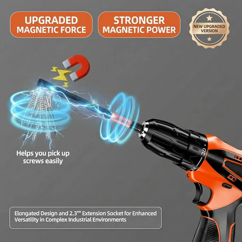 Illustration of Heavy Duty 20 Piece 4 Inch Hex Bit Set with stronger magnetic power used in an impact driver, highlighting its magnetic force capability.