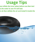 Premium 15x6.00-6 Inner Tubes With TR-13 Straight Valve Stem 2 Pack testing in water for leaks before installation.