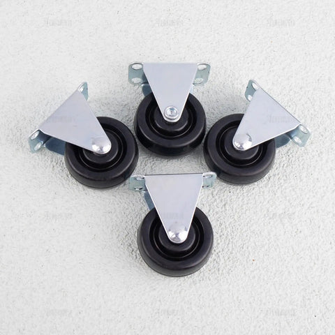 Heavy Duty 1.5 Inch Rubber Caster Wheels 4 Pack Fixed Rigid Non Swivel Casters For Furniture Rolls Like Butter Black showing sturdy top plate design.