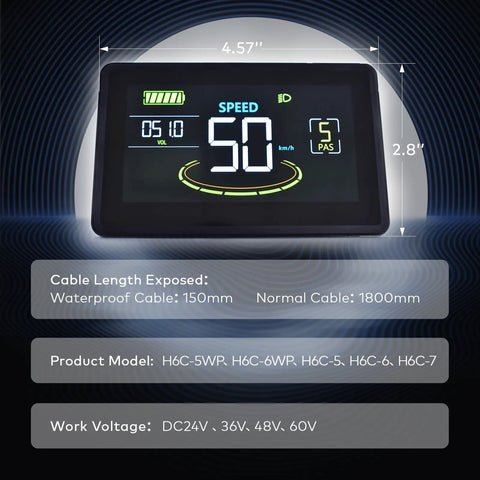 Ebike Display With UART No 2 Protocol For 24V To 60V Systems Colorful Cycling Computer With Charging Port For Mobile Devices LCD Display To Enrich Your Ride Ready Cycling Journey H6C 5 Pin