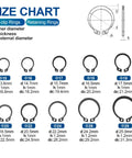 Size chart for Snap Ring Kit 145Pcs External Retaining Rings 15-28mm Carbon Steel Circlips Set