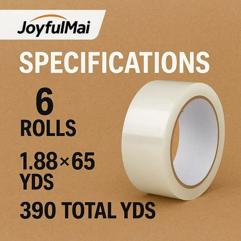 Clear Packing Tape Set, 6 Rolls, 1.88 Inch Wide, 65 Yards Each, 390 Total Yards, Thick 2.7 Mil, Heavy Duty Packing Tape