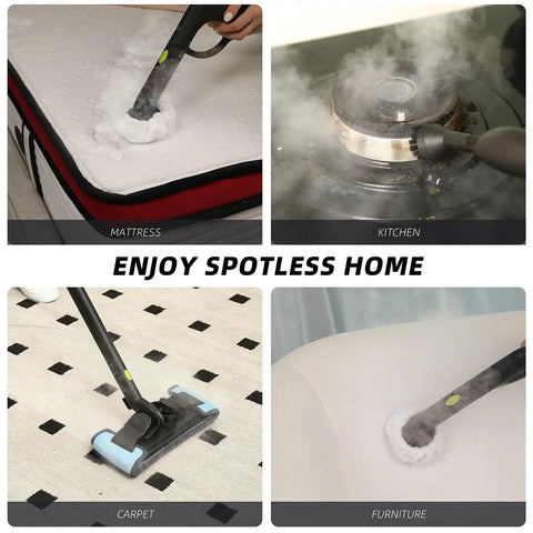 Heavy Duty Canister Steam Cleaner For Home 1500 Watt High Temp Steam Engine cleaning mattress and removing stains.