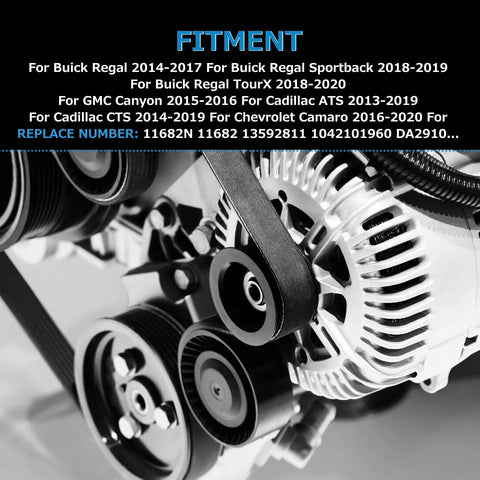 Beefed Up Drop In Car Alternator Replacement For GMC Canyon 2015 2016 Cadillac ATS 2013 2019 CTS 2014 2019 And Chevy Camaro 2016 2020 Heavy Duty Electrical Alternator 1042101962 13592811 1042101960