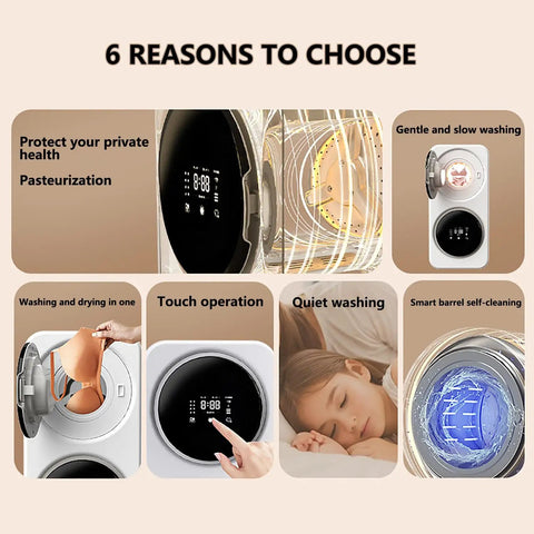 Compact 2-In-1 Mini Washer And Dryer, 3.5 Liter Wall Mounted Laundry System With Digital Touch Screen features, display, and functions.