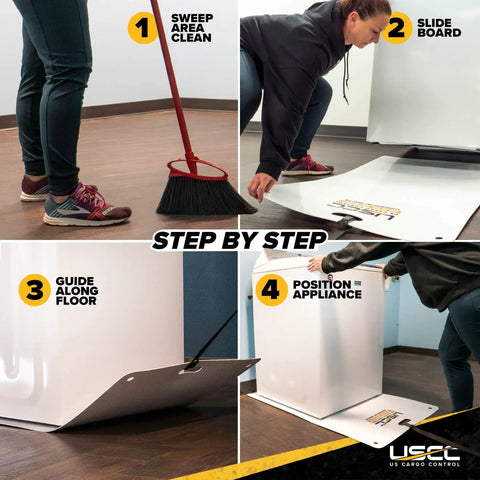 Appliance Slider With Pull Strap 48 Inch By 30 Inch Plastic Floor Protection Large Moving Mat for Hardwood Floors demonstration.