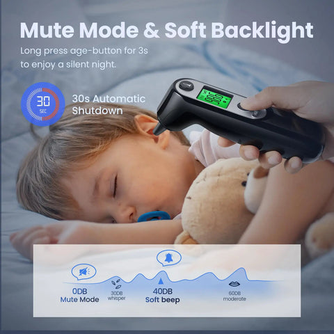 Fast And Accurate Digital Ear Thermometer For Babies, Kids, And Adults With Three Age Modes, mute mode and soft backlight for sleeping child