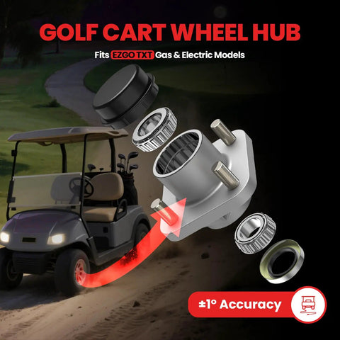 Front Wheel Hub Assembly For TXT Medalist Golf Cart Models From 2001.5 Through 2013 With Bearing Oil Seal Dust Cover parts displayed