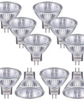 MR11 12V Halogen Spotlight Bulbs 10 Pack GU4 Bi-Pin Base Glass Cover Warm White 2700K Dimmable 20W Narrow 30 Degree Beam