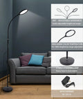 LED Floor Lamp With Flexible Gooseneck, Dimmable With Remote, 24W, Color Temperature 3000K-6500K, in living room with sofa.