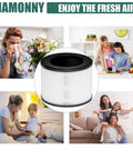 True HEPA Replacement Filter For MA 22 Air Purifier Two Pack surrounded by family scenes, highlighting fresh air benefits.