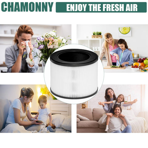 True HEPA Replacement Filter For MA 22 Air Purifier Two Pack surrounded by family scenes, highlighting fresh air benefits.