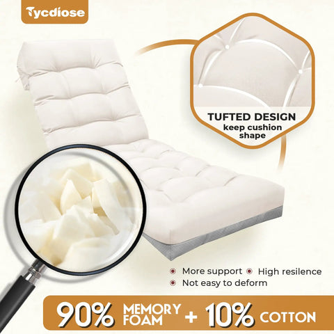 Outdoor Lounge Chair Cushion Waterproof Replacement For Patio Furniture Thick 71 By 22 By 4.7 Inches Cream Color Close-up