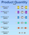 Solder Seal Wire Connectors Kit, 120-Piece Heat Shrink Butt Connectors for Electrical Wiring, range of AWG sizes and quantities shown