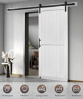 54x84 Inch MDF Barn Door With 10 Foot Sliding Hardware Kit, Waterproof PVC Surface, installed in modern interior