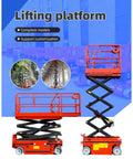 Heavy Duty Hydraulic Lift Platform With Safety Rails Built Like A Tank For Shop Use Industrial Material Handling Workhorse. Red scissor lift with safety rails.