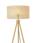60 Inch Floor Lamp With Faux Wood Tripod Base And Rattan Shade On Off Rotary Switch For Easy Control Cottagecore Cozy Vibe