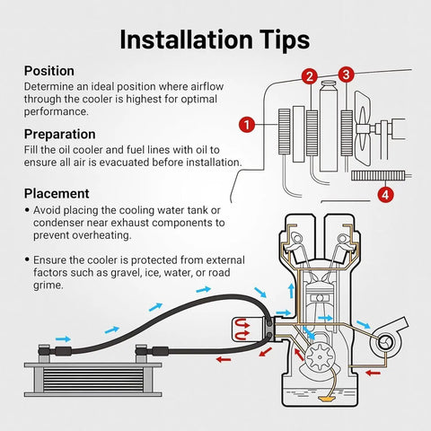 Installation guide for 16 Row Oil Cooler Kit Universal Aluminum Black For Transmission And Engine Cooling 10AN Lines
