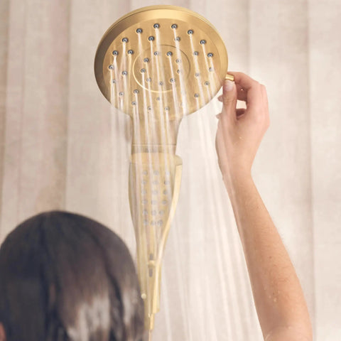 Next Level Bathroom Upgrade Featuring Brushed Gold Handheld And Rain Shower Head Combo With Infiniti Dial For Killer Flow Options Smooth As Butter Magnetix Docking Tech And Zero Hassle Daily Enjoyment