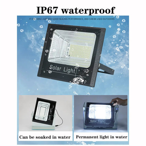 JUDYSSY Solar Safety Light, Home Outdoor Flood Light Garden Wall Light Led Sol, Black,150w EU in water, showcasing waterproof feature.