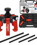 Harmonic Balancer Puller Kit With Adjustable 3-Jaw Puller And Forcing Screw Fits Three Eighth Inch Square Drive Includes 4 Forcing Rods