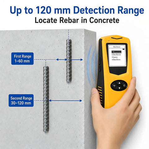 Workhorse Rebar Detector And Concrete Cover Meter Pinpoints Steel Fast And Measures Diameter Up To One Hundred Twenty Millimeters Dead On Precision With Butter Smooth Scanning Job Site Ready