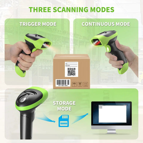 Wireless QR Barcode Scanner All In One Bluetooth 1D 2D Reader USB Image Code Scanner For Store Warehouse POS PC Tablet view