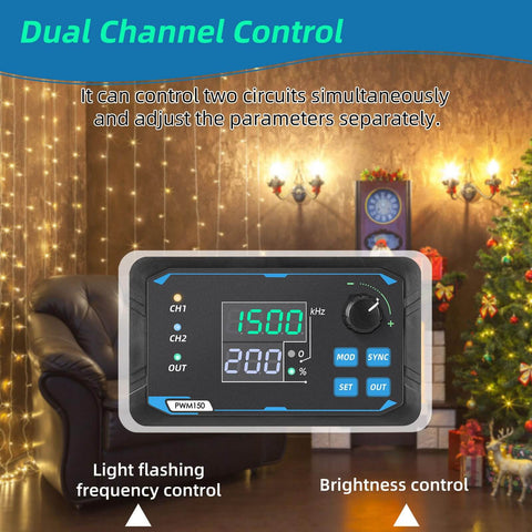 Dual Channel PWM Signal Generator With Independent Display And Pro Grade Preset Storage for square wave pulses, holiday setup
