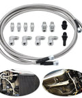 Universal 6AN 70 Inch Stainless Steel Braided PTFE Transmission Fluid Oil Cooler Hose Kit with AN6 Fittings
