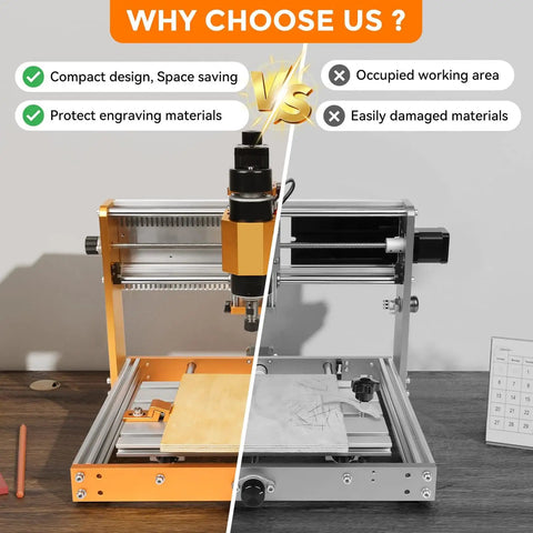 Comparison of Cool Glomora 2Pcs Aluminum Tiger Claw Side Clamps For 3018 Pro Ultra CNC Machine with workspace layout.