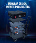 Modular 5120Wh SL3500 Stackable Power Station With Solar Inverter on trolley, showcasing expandable design and components.