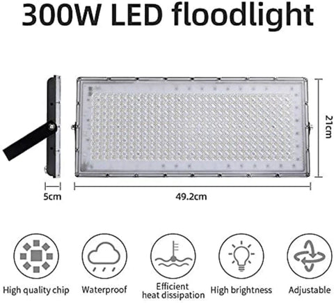 JUDYSSY 6 Pack Led Flood Light Outdoor, 300W Work Light 24000Lm Bright Outdoor Floodlights, dimensions 49.2cm x 21cm x 5cm.