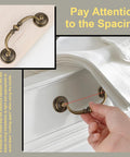 Installing Antique Drop Bail Drawer Pulls Set Of Four In Bronzed Finish on a dresser, showing correct spacing for kitchen cabinets and wardrobes.
