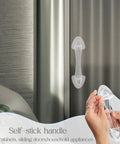 Acrylic Adhesive Handles Self Stick Pulls for sliding doors, clear, durable, no drill installation, easy adhesive backing.