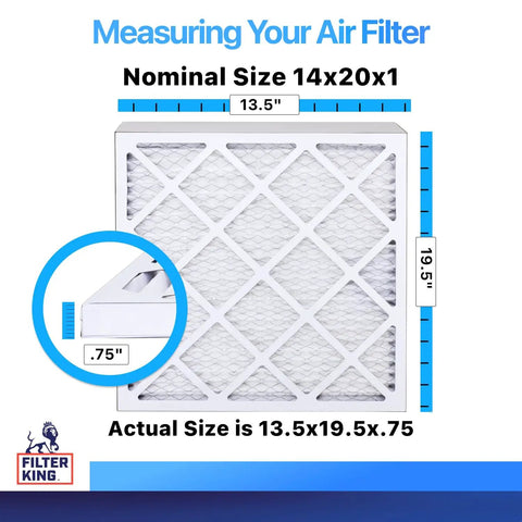MERV 8 Pleated Air Filter 14x20x1 6 Pack For HVAC Systems Dust And Allergen Control For AC Furnace Electrostatic Filter Technology Made In USA Actual Size 13.5x19.5x0.75 diagram