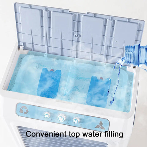 Portable Swamp Cooler With Three Speed Settings And Deep Water Tank Cooling Pad For Home Or Patio Use with top water filling.