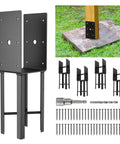 4x4 Post Anchor For Wet Concrete 14 Inch U Shape Fence Post Base With Hardware Kit Pro Grade Heavy Duty Ground Spike Bracket for decks