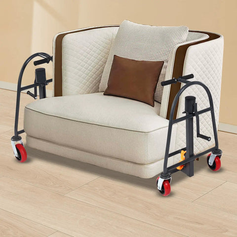 Heavy Duty Furniture Mover Dolly With 1100 Lbs Capacity Easy Glide Industrial Moving Platform under a sofa, showcasing sturdy handles and casters.