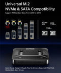 Universal M.2 NVMe & SATA compatibility diagram for Dual Bay M.2 Nvme Ssd Cloner Dock Handles Up To 16TB Drives With Instant One To One Offline Duplication.