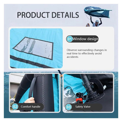 Ride-Ready Inflatable Wing Foil For Wind Wing Foiling And Kitesurfing with window design, comfort handle, safety valve